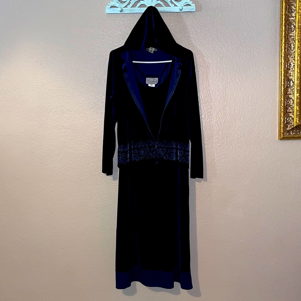 Petite Navy Blue Velvet Dress Jacket Sz 12 12p